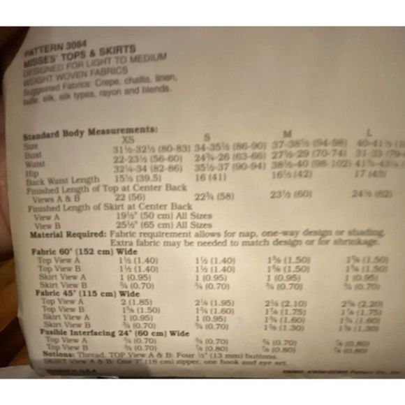 NEW UNCUT KwikSew Pattern #3084 Misses Fitted Top & Skirt Size (XS-S-M-L-XL) - Picture 5 of 7